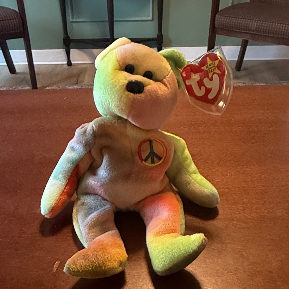 Ty Multicolor Peace Bear Plush